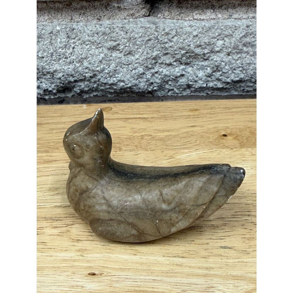 Handcrafted Gray Stone Duck Figurine - Decorative Home Accent - Picture 3 of 4